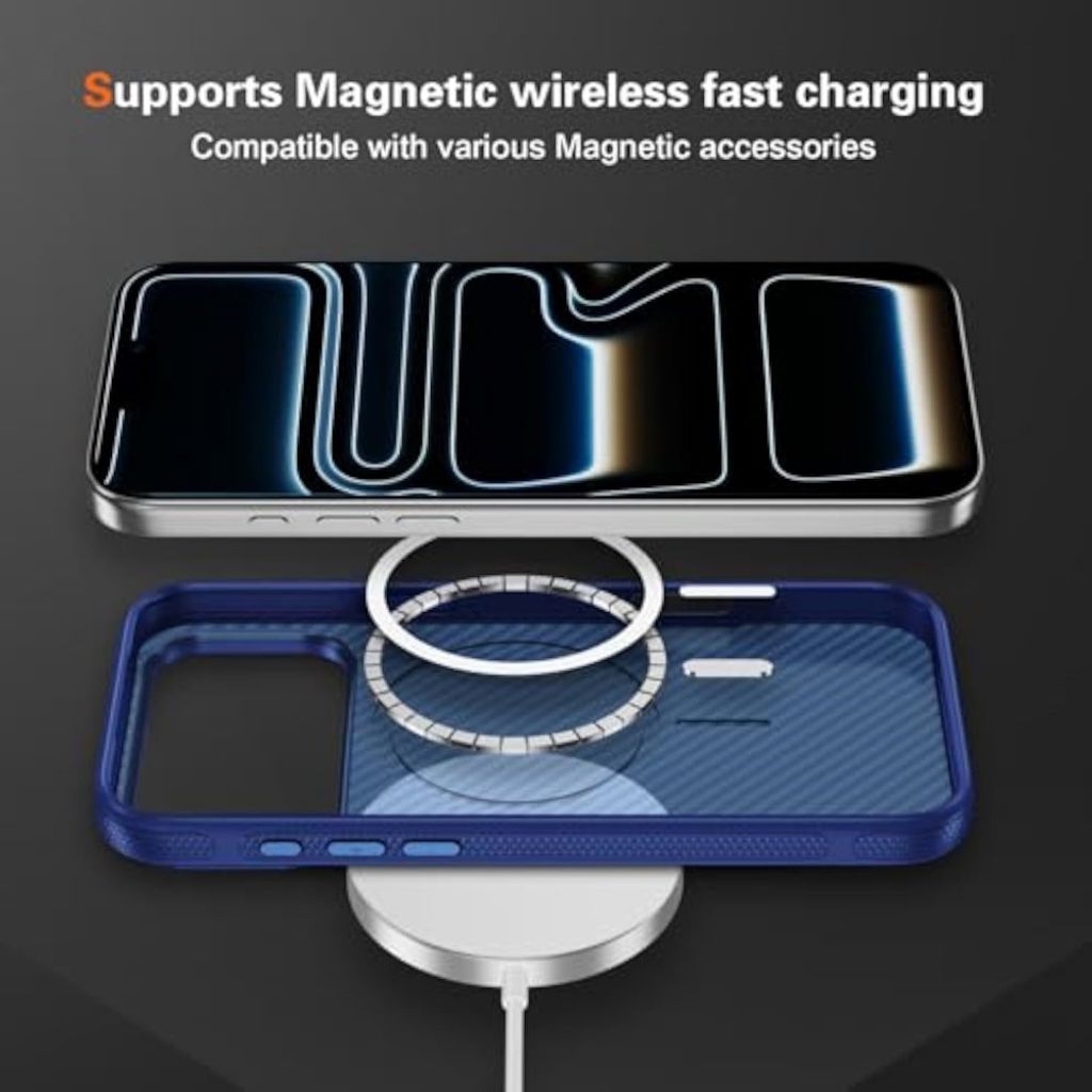 Stöttåligt kolfiberskal med MagSafe till iPhone 18 Pro och 17 Pro - Blå, bild 5
