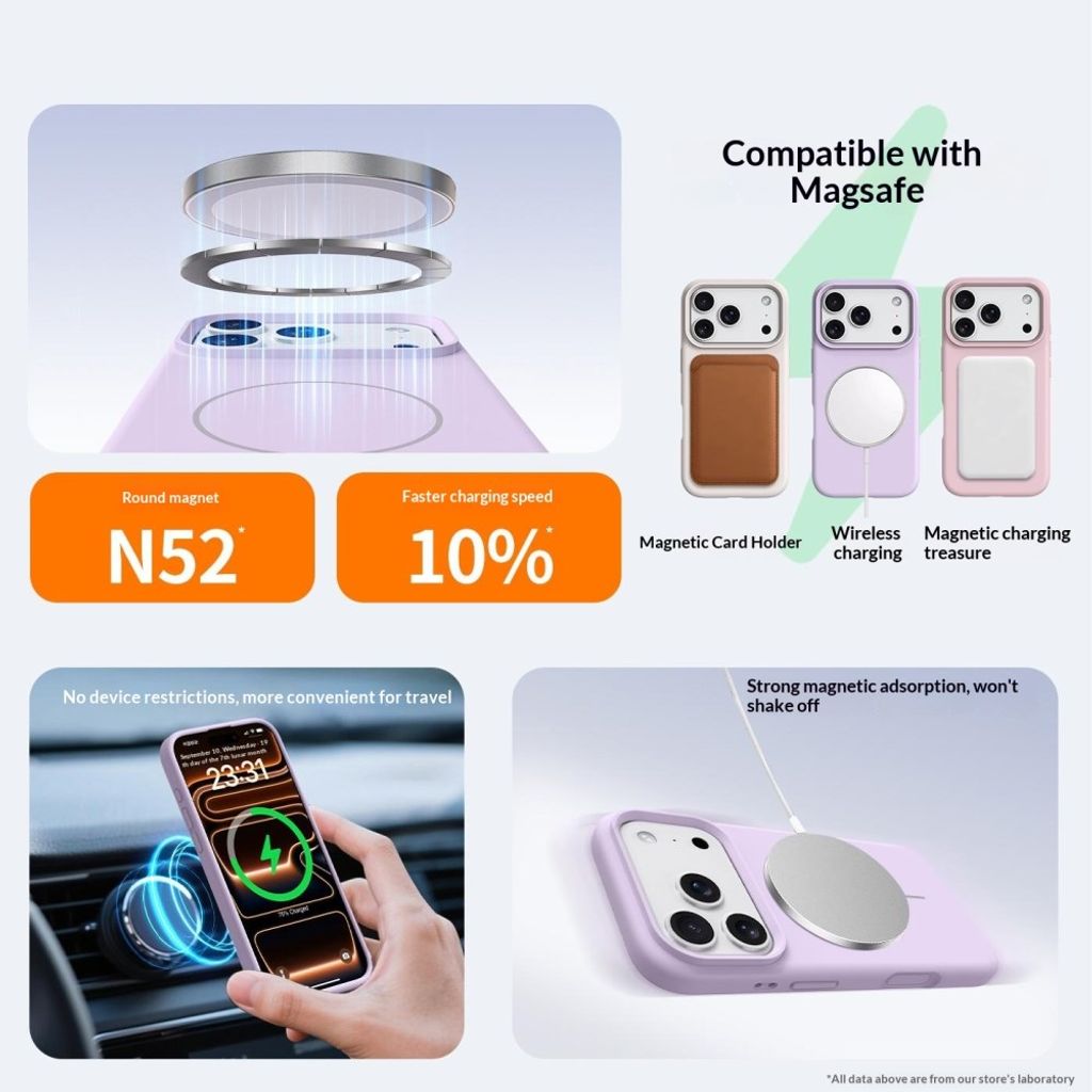 Slimmat MagSafe-silikonskal med knappar i silikon till iPhone 18 Pro och 17 Pro - Lila, bild 6