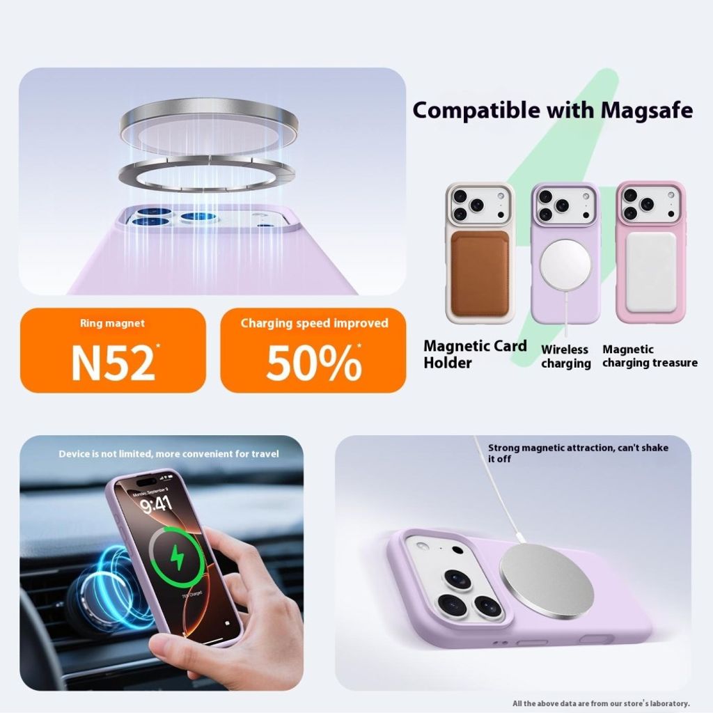 Fläckskyddat MagSafe-skal med mikrofiberfoder till iPhone 18 Pro och 17 Pro - Ljuslila, bild 4