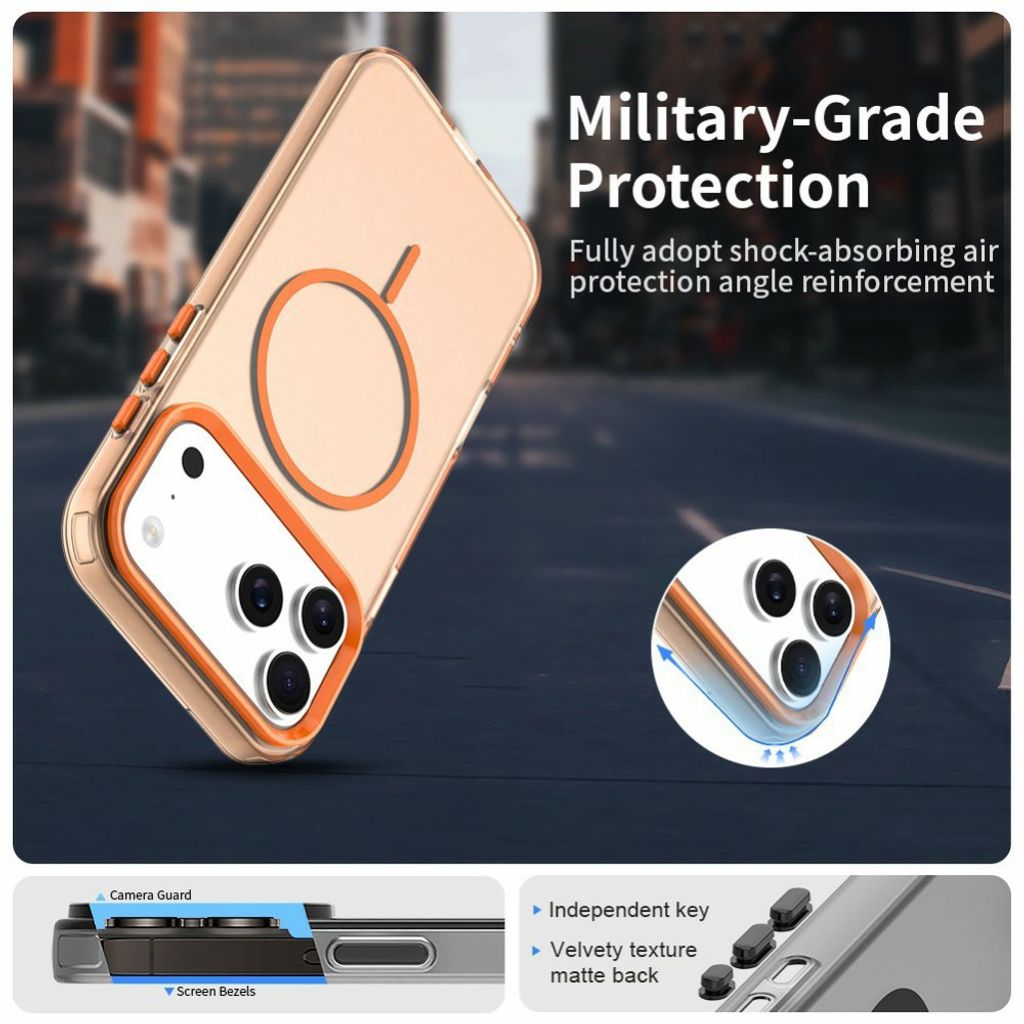 Genomskinligt MagSafe-skal med orange detaljer till iPhone 18 Pro och 17 Pro, bild 2