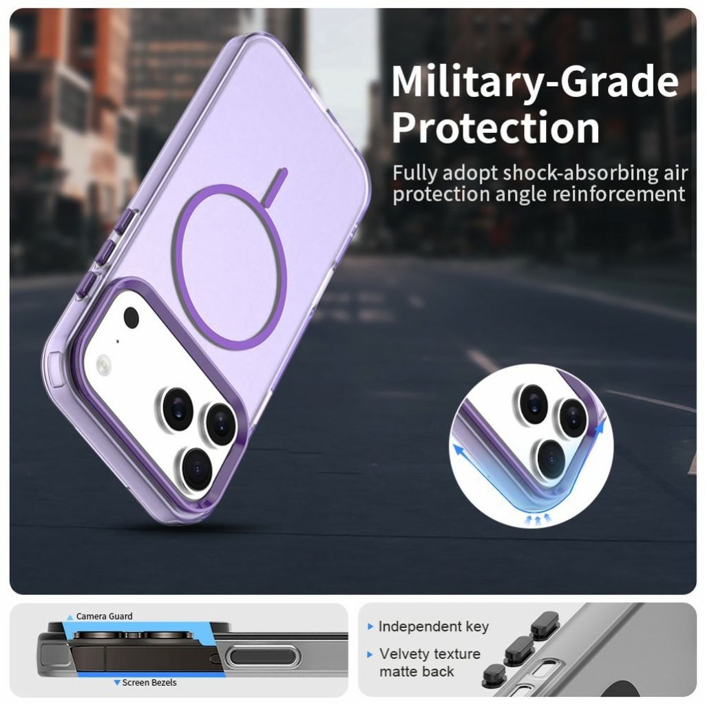 Genomskinligt MagSafe-skal med lila detaljer till iPhone 18 Pro och 17 Pro, bild 2