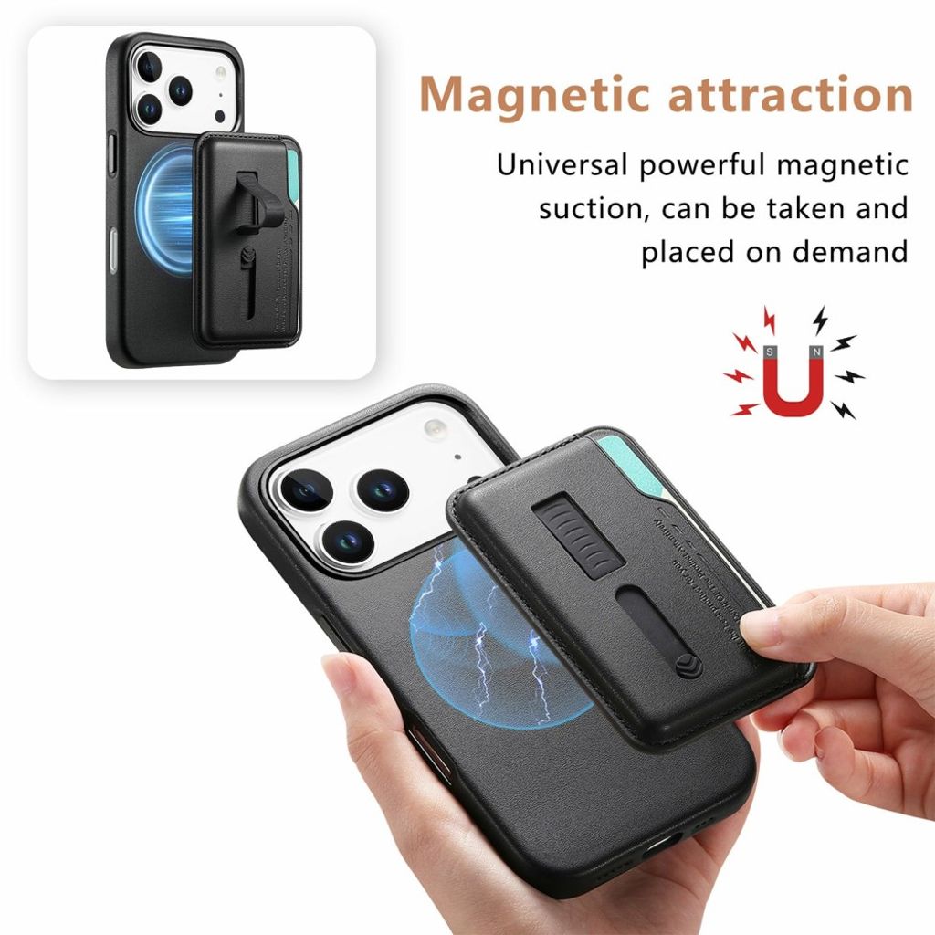 MagSafe-skal med avtagbar korthållare och fingerring till iPhone 18 Pro och 17 Pro - Svart, bild 6