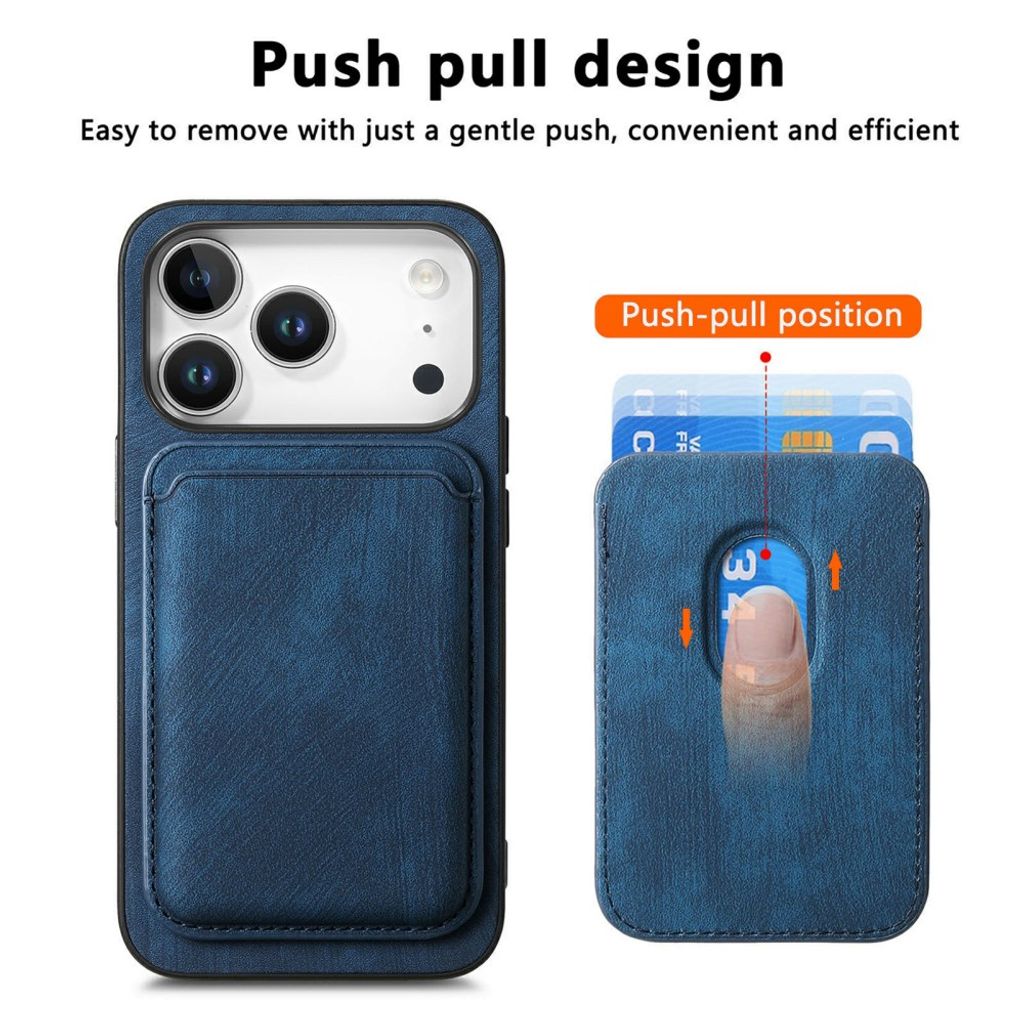 Skal med avtagbar magnetisk korthållare till iPhone 18 Pro och 17 Pro - Marinblå, bild 4