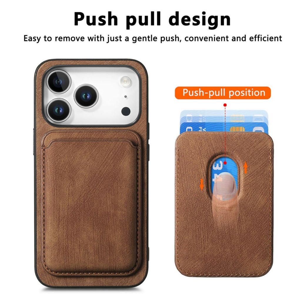 Brunt skal med avtagbar plånbok för kort till iPhone 18 Pro och 17 Pro, bild 4