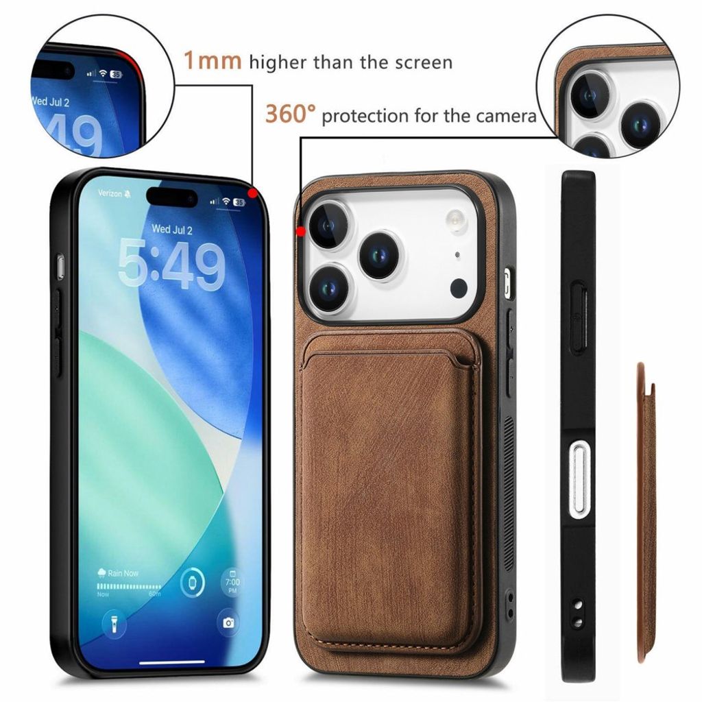 Brunt skal med avtagbar plånbok för kort till iPhone 18 Pro och 17 Pro, bild 6