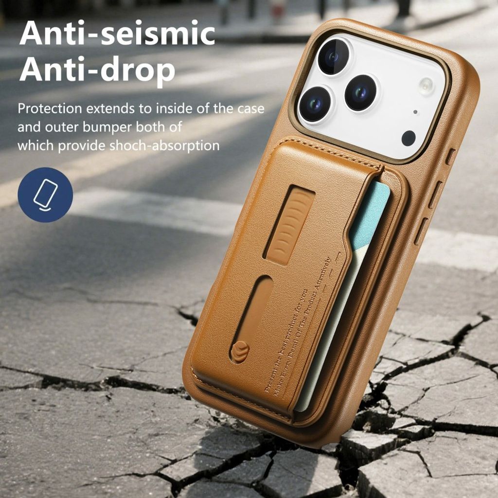 Skal med avtagbar plånbok och dold fingerring till iPhone 18 Pro och 17 Pro - Ljusbrun, bild 10