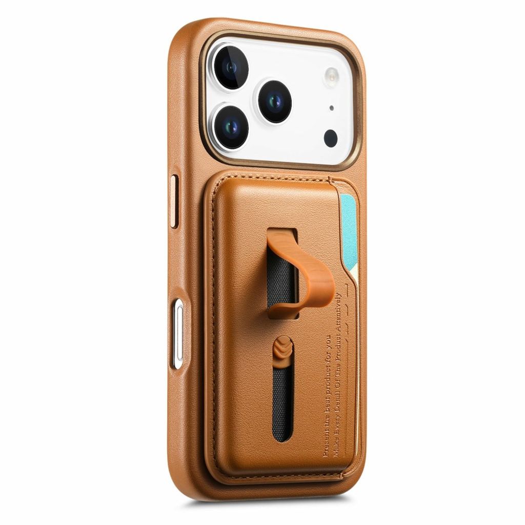 Skal med avtagbar plånbok och dold fingerring till iPhone 18 Pro och 17 Pro - Ljusbrun, bild 2