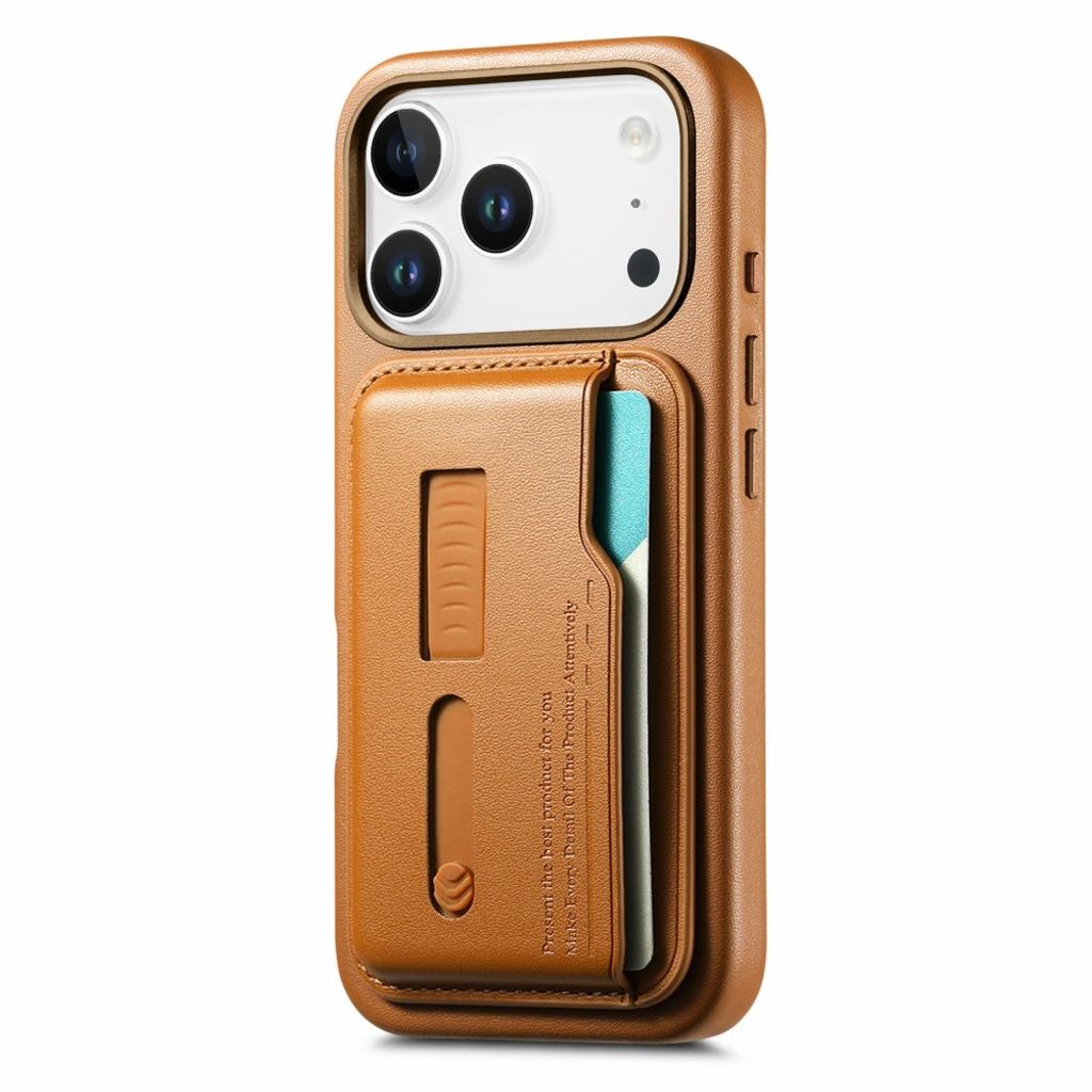Skal med avtagbar plånbok och dold fingerring till iPhone 18 Pro och 17 Pro - Ljusbrun, bild 4