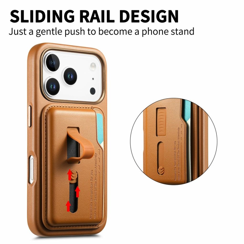Skal med avtagbar plånbok och dold fingerring till iPhone 18 Pro och 17 Pro - Ljusbrun, bild 5
