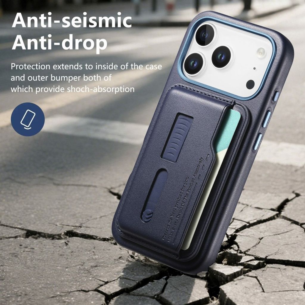 MagSafe-skal med dold fingerring och avtagbar plånbok till iPhone 18 Pro och 17 Pro - Mörkblå, bild 10