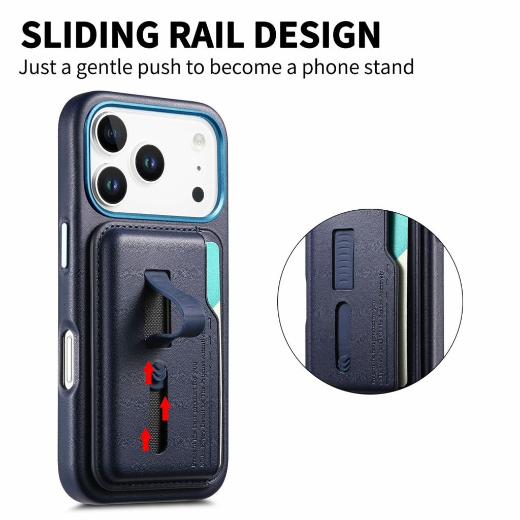 MagSafe-skal med dold fingerring och avtagbar plånbok till iPhone 18 Pro och 17 Pro - Mörkblå, bild 5