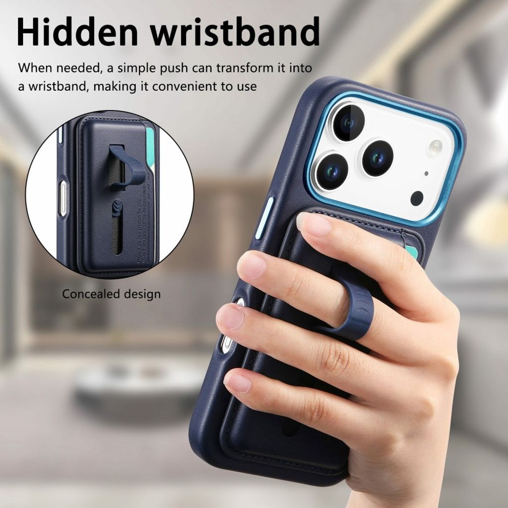 MagSafe-skal med dold fingerring och avtagbar plånbok till iPhone 18 Pro och 17 Pro - Mörkblå, bild 9