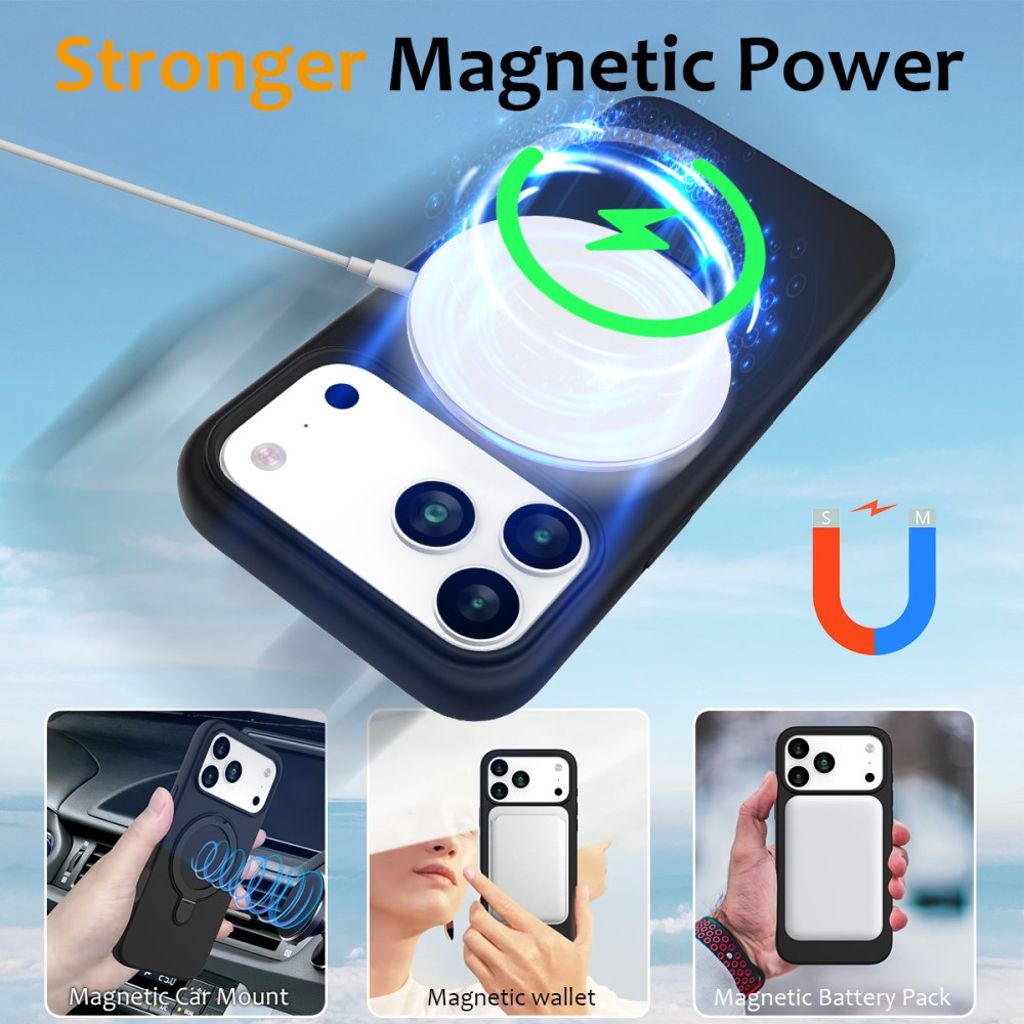 MagSafe-silikonskal med dold ringhållare till iPhone 18 Pro och 17 Pro - Svart, bild 3