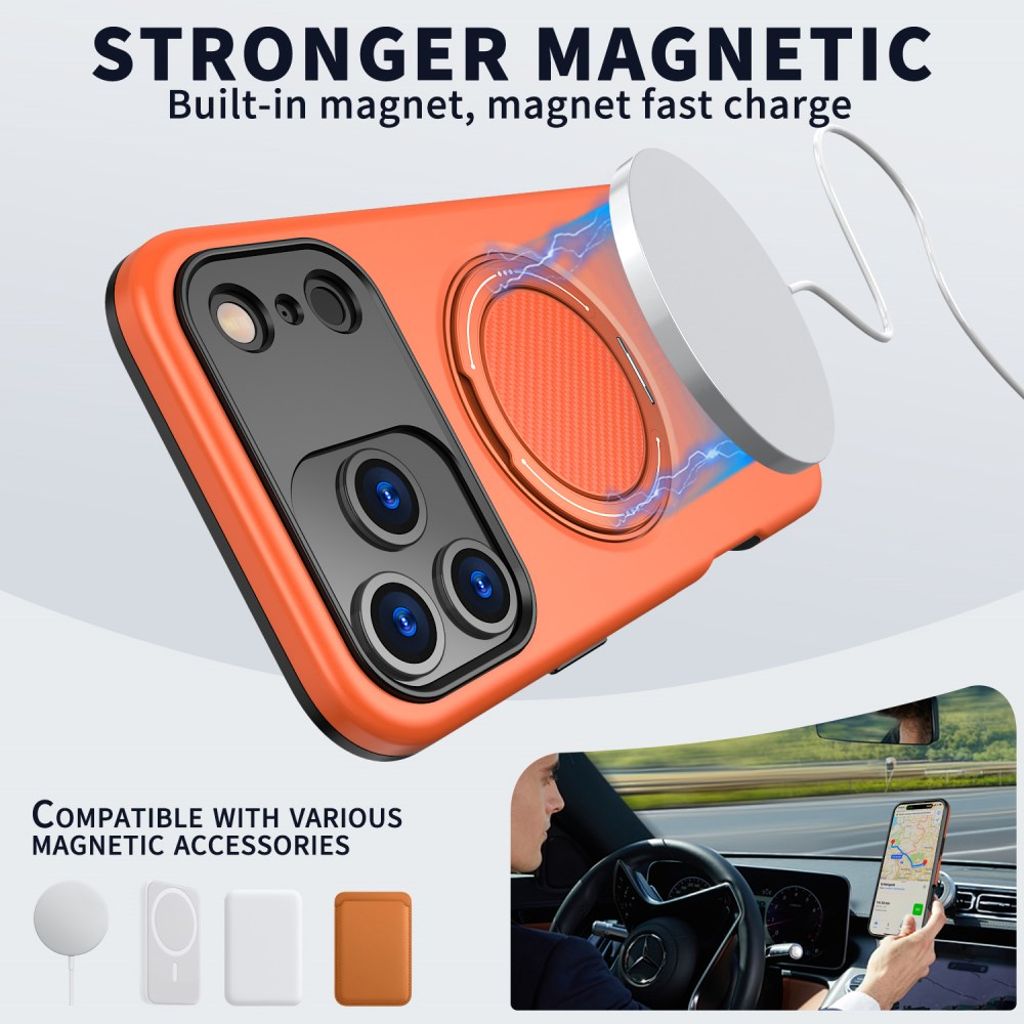 MagSafe-skal med 360° roterande ringställ till iPhone 18 Pro och 17 Pro - Orange, bild 2
