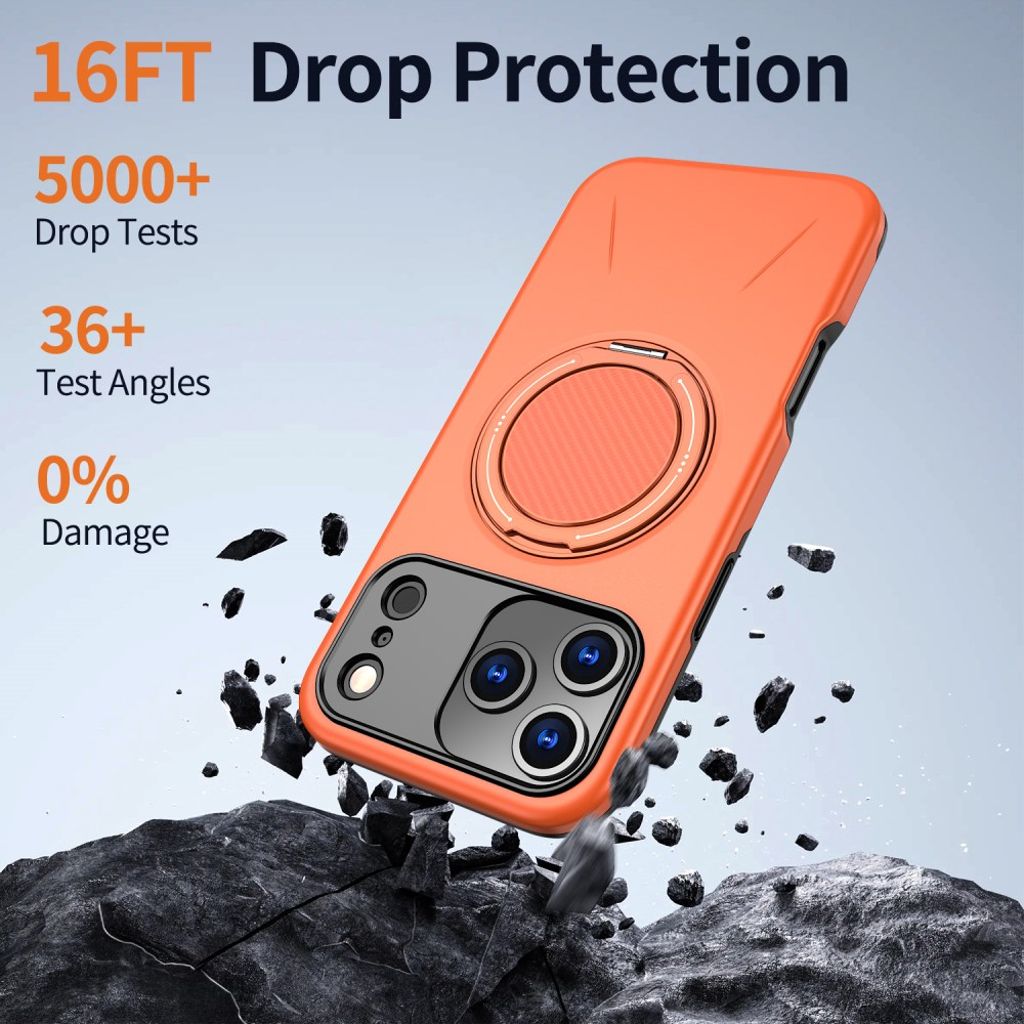 MagSafe-skal med 360° roterande ringställ till iPhone 18 Pro och 17 Pro - Orange, bild 3