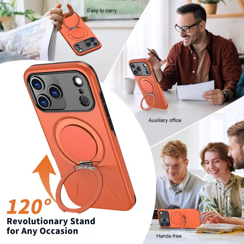 MagSafe-skal med 360° roterande ringställ till iPhone 18 Pro och 17 Pro - Orange, bild 6