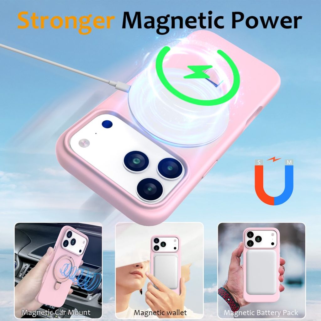 Rosa MagSafe-silikonskal med ringställ till iPhone 18 Pro och 17 Pro, bild 3
