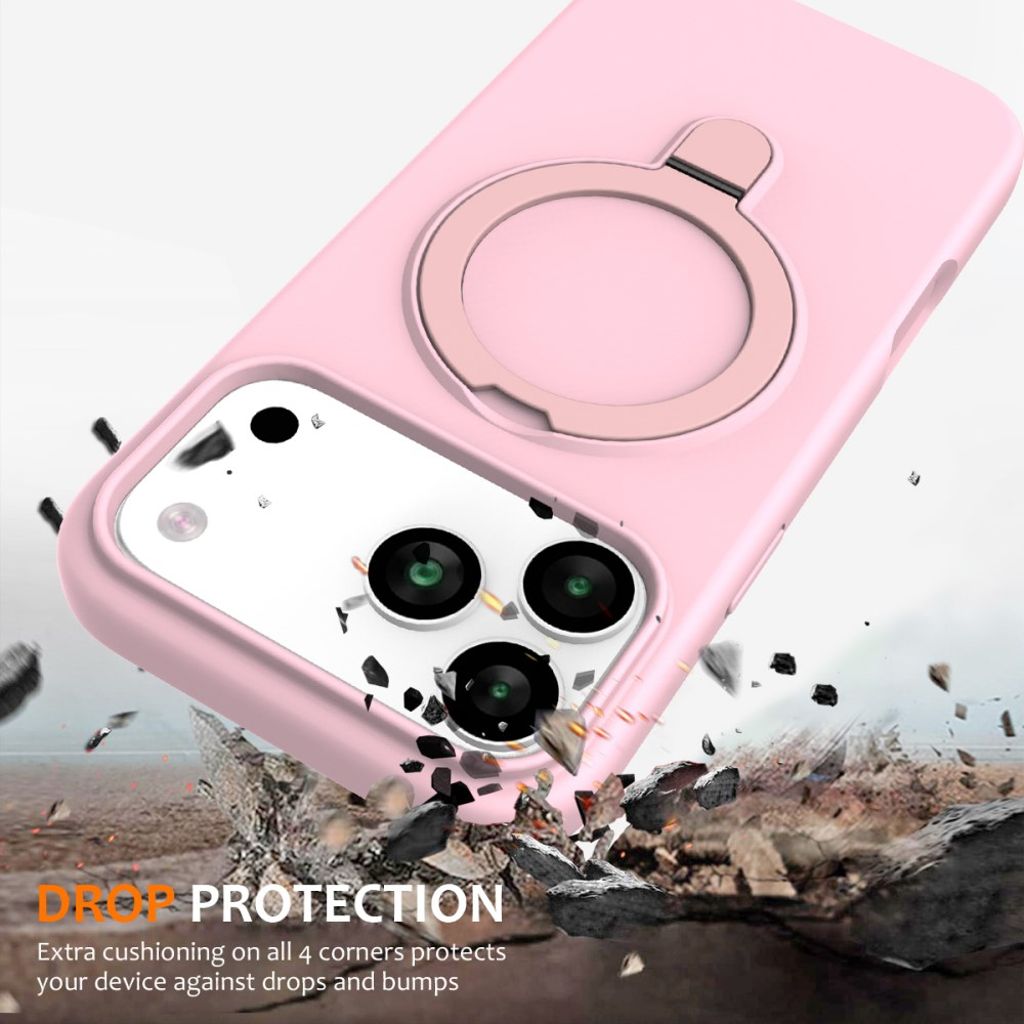 Rosa MagSafe-silikonskal med ringställ till iPhone 18 Pro och 17 Pro, bild 6
