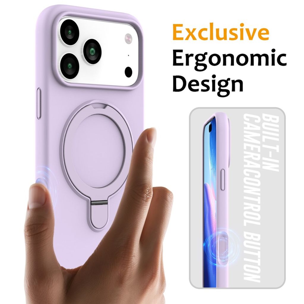 Lila MagSafe-silikonskal med ringhållare till iPhone 18 Pro och 17 Pro, bild 2