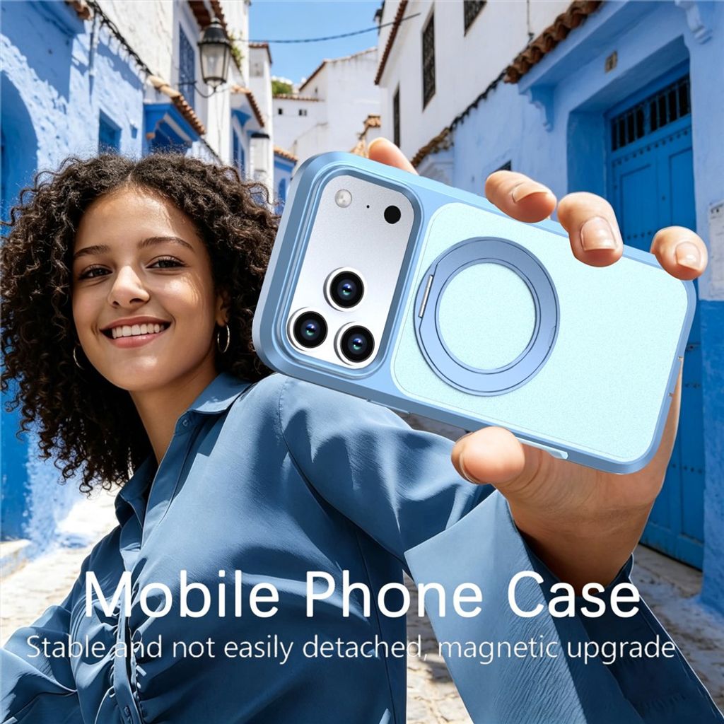 Ljusblått MagSafe-skal med 360° roterande ringställ till iPhone 18 Pro och 17 Pro, bild 9