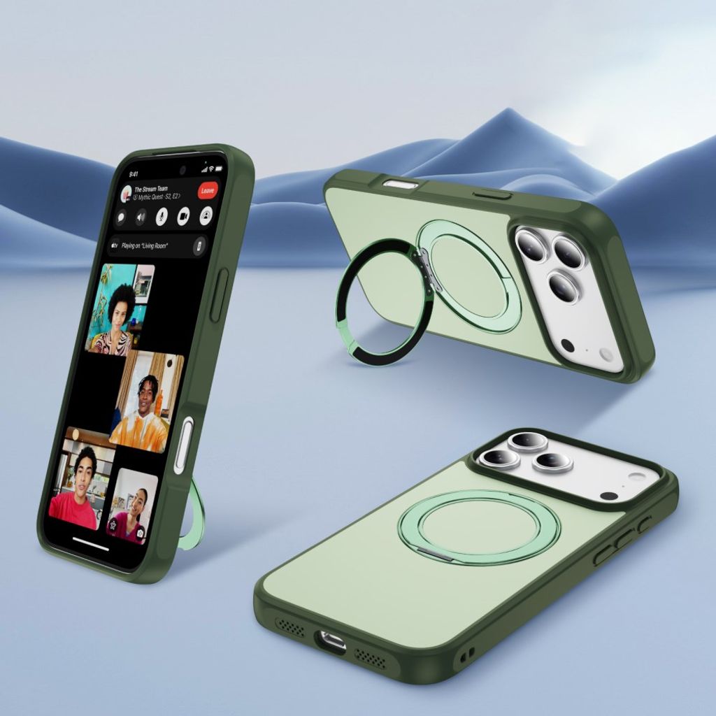 Grönt MagSafe-skal med ringställ och N52-magneter till iPhone 18 Pro och 17 Pro, bild 9