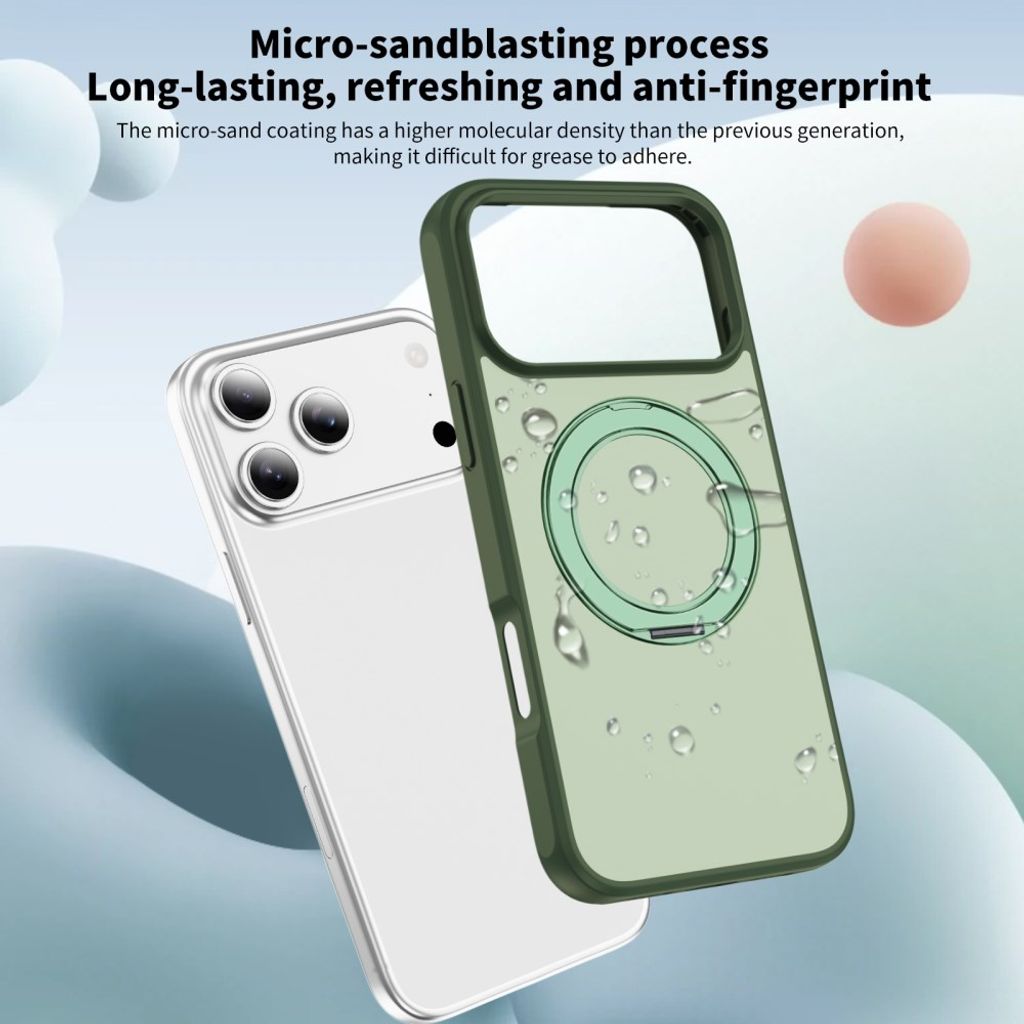 Grönt MagSafe-skal med ringställ och N52-magneter till iPhone 18 Pro och 17 Pro, bild 2
