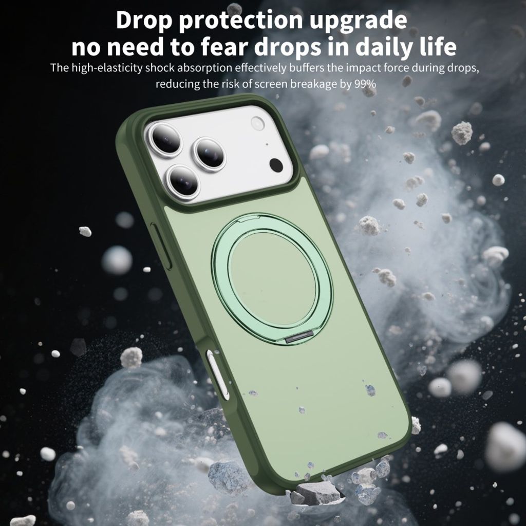 Grönt MagSafe-skal med ringställ och N52-magneter till iPhone 18 Pro och 17 Pro, bild 3