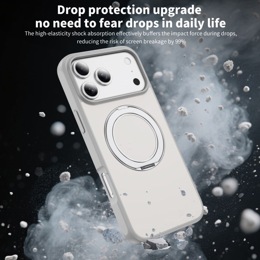 Vitt MagSafe-skal med roterande ringställ och N52-magneter till iPhone 18 Pro och 17 Pro, bild 3