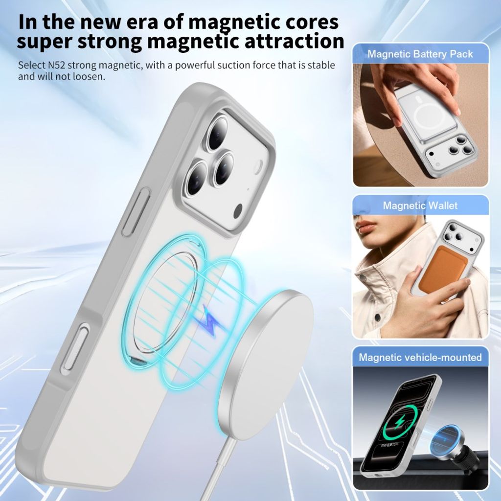 Vitt MagSafe-skal med roterande ringställ och N52-magneter till iPhone 18 Pro och 17 Pro, bild 4