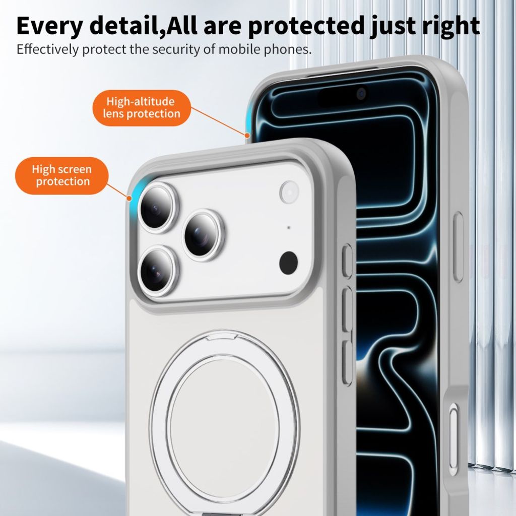 Vitt MagSafe-skal med roterande ringställ och N52-magneter till iPhone 18 Pro och 17 Pro, bild 5