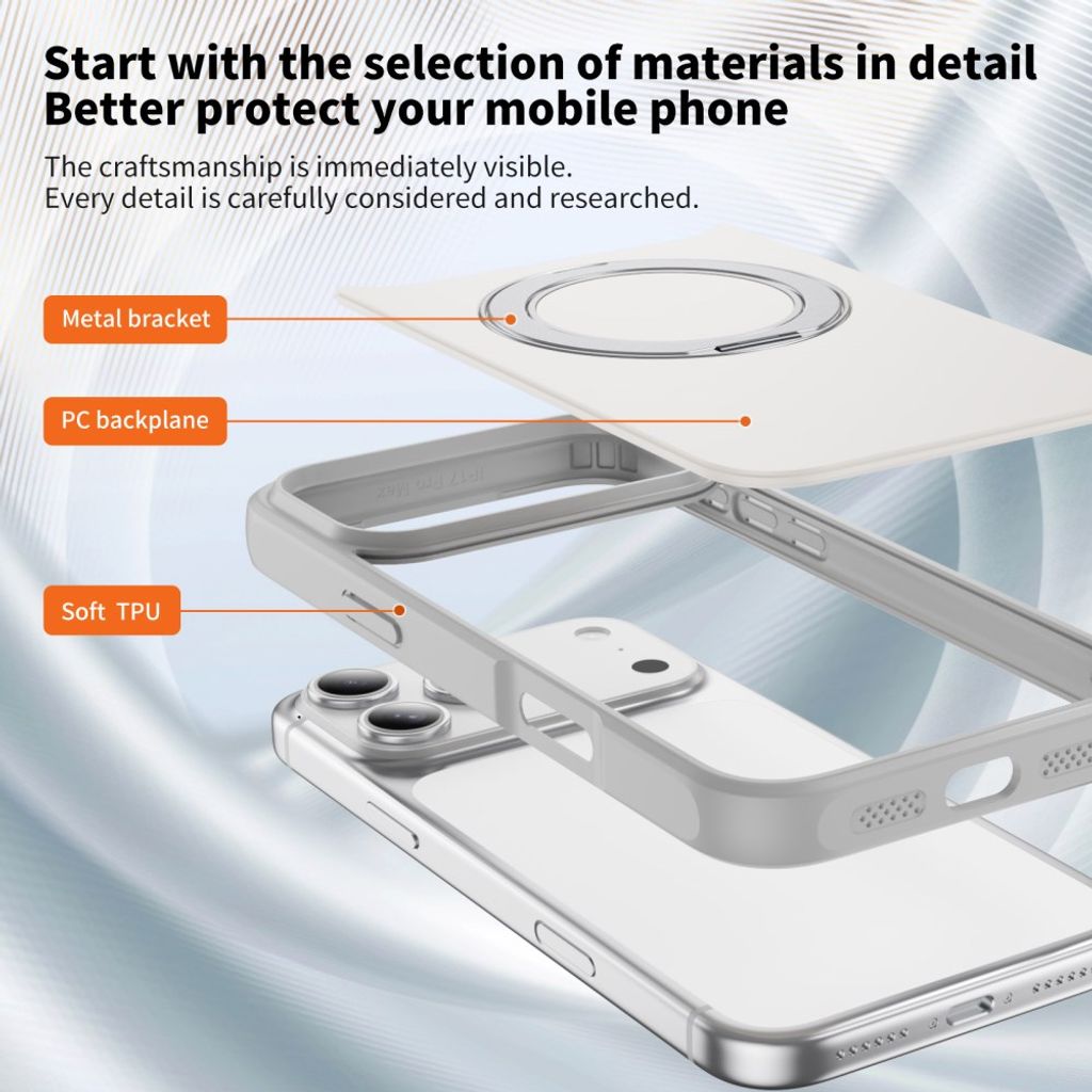 Vitt MagSafe-skal med roterande ringställ och N52-magneter till iPhone 18 Pro och 17 Pro, bild 7