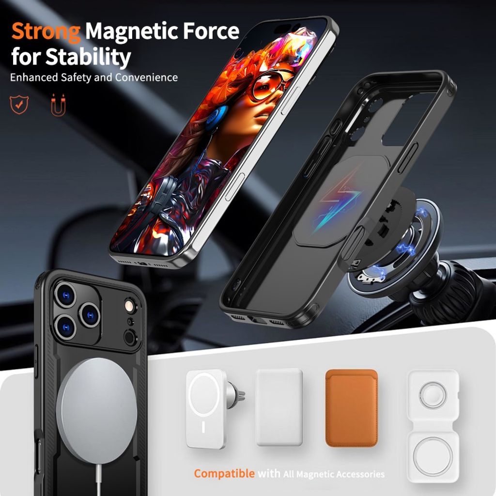 Svart MagSafe-skal med roterande metallställ till iPhone 18 Pro och 17 Pro, bild 2