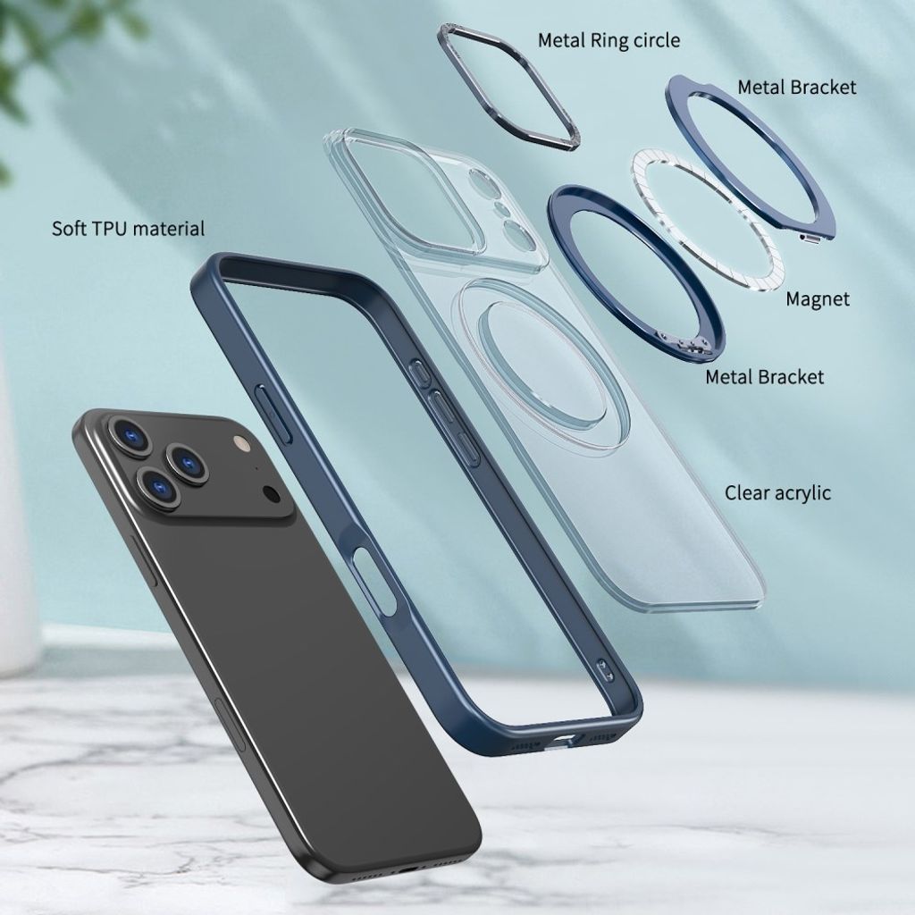 Marinblått MagSafe-skal med roterande metallställ till iPhone 18 Pro och 17 Pro, bild 4