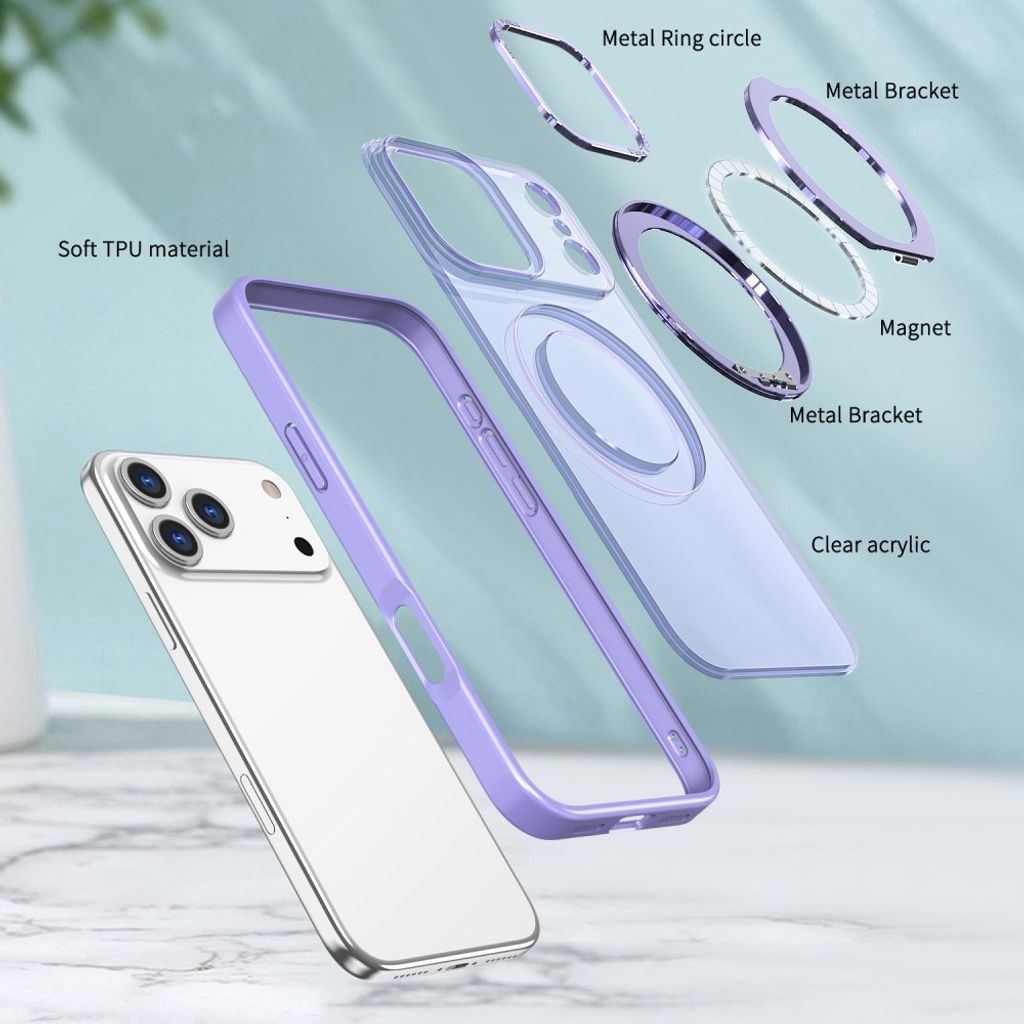 Lila MagSafe-skal med roterande metallställ till iPhone 18 Pro och 17 Pro, bild 4