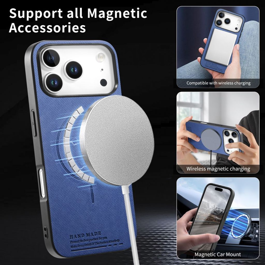 Blått MagSafe-skal med vävd textilbaksida till iPhone 18 Pro och 17 Pro, bild 3