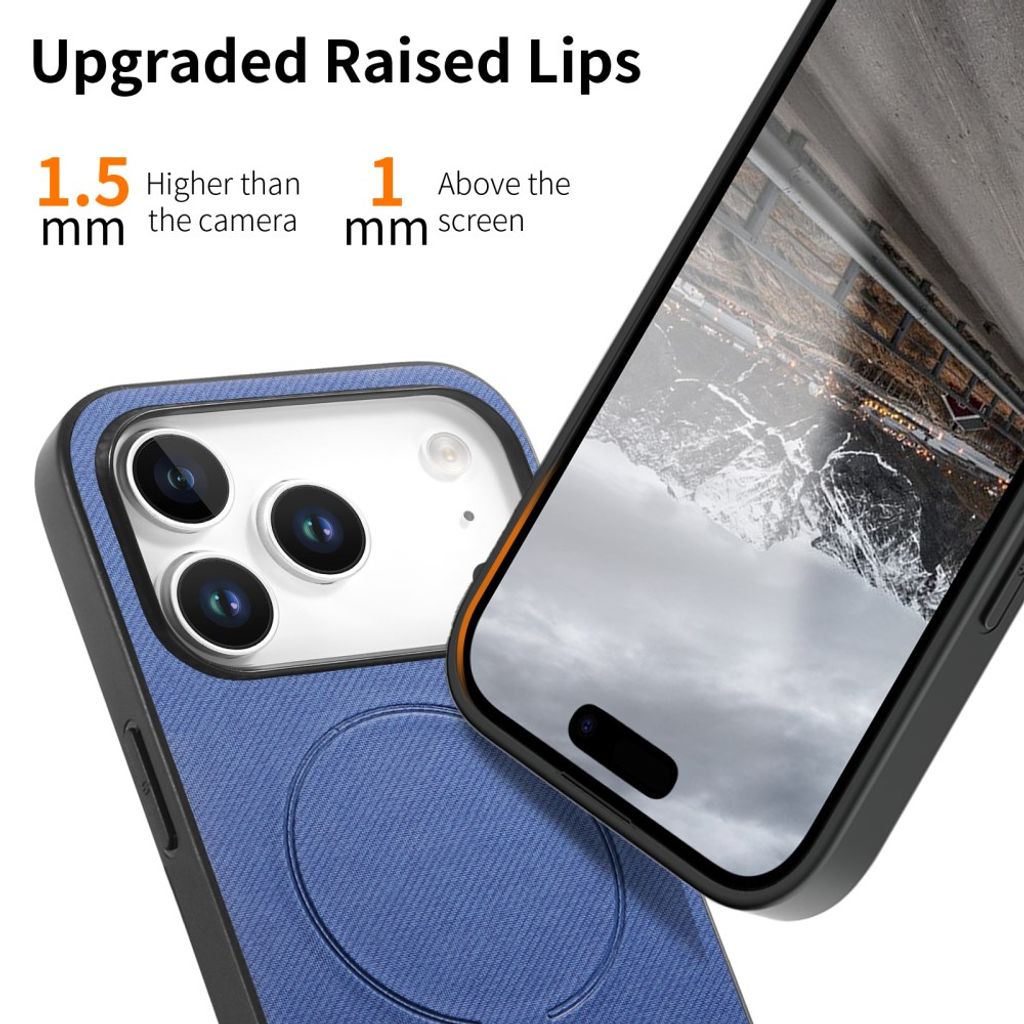 Blått MagSafe-skal med vävd textilbaksida till iPhone 18 Pro och 17 Pro, bild 4