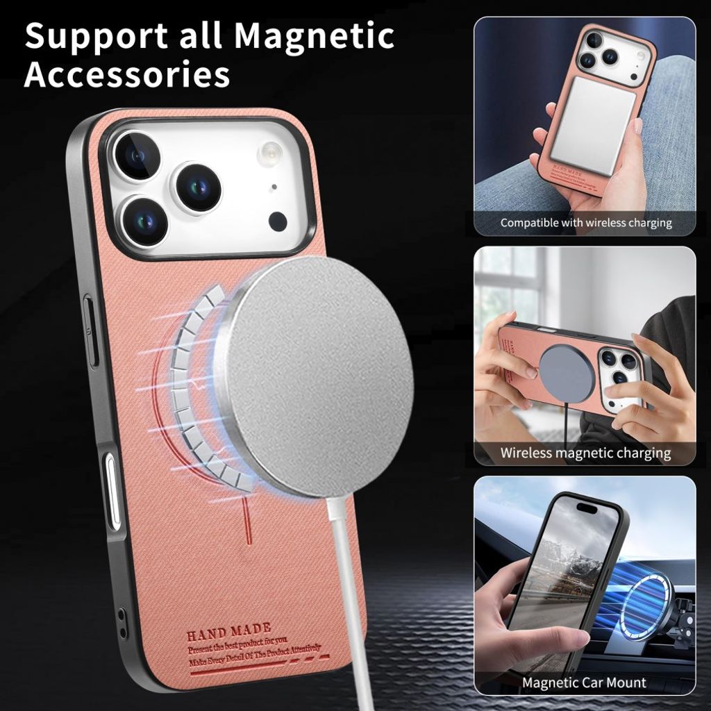 Rosa MagSafe-skal med textilbaksida till iPhone 18 Pro och 17 Pro, bild 3