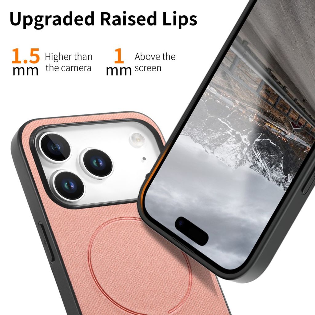 Rosa MagSafe-skal med textilbaksida till iPhone 18 Pro och 17 Pro, bild 4