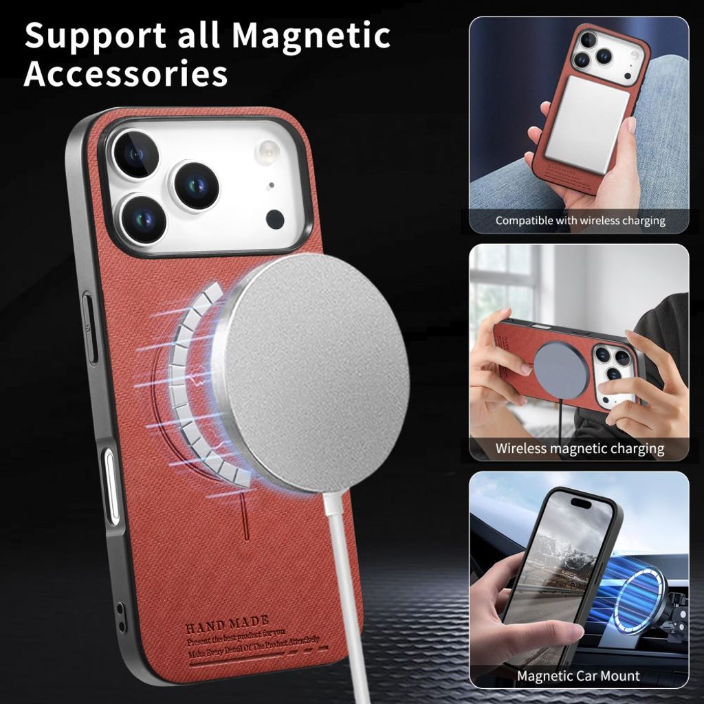 Rött MagSafe-skal med textilbaksida till iPhone 18 Pro och 17 Pro, bild 3