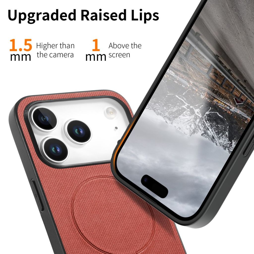 Rött MagSafe-skal med textilbaksida till iPhone 18 Pro och 17 Pro, bild 4
