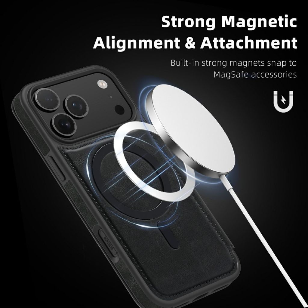 Svart plånboksfodral med MagSafe till iPhone 18 Pro och 17 Pro, bild 4