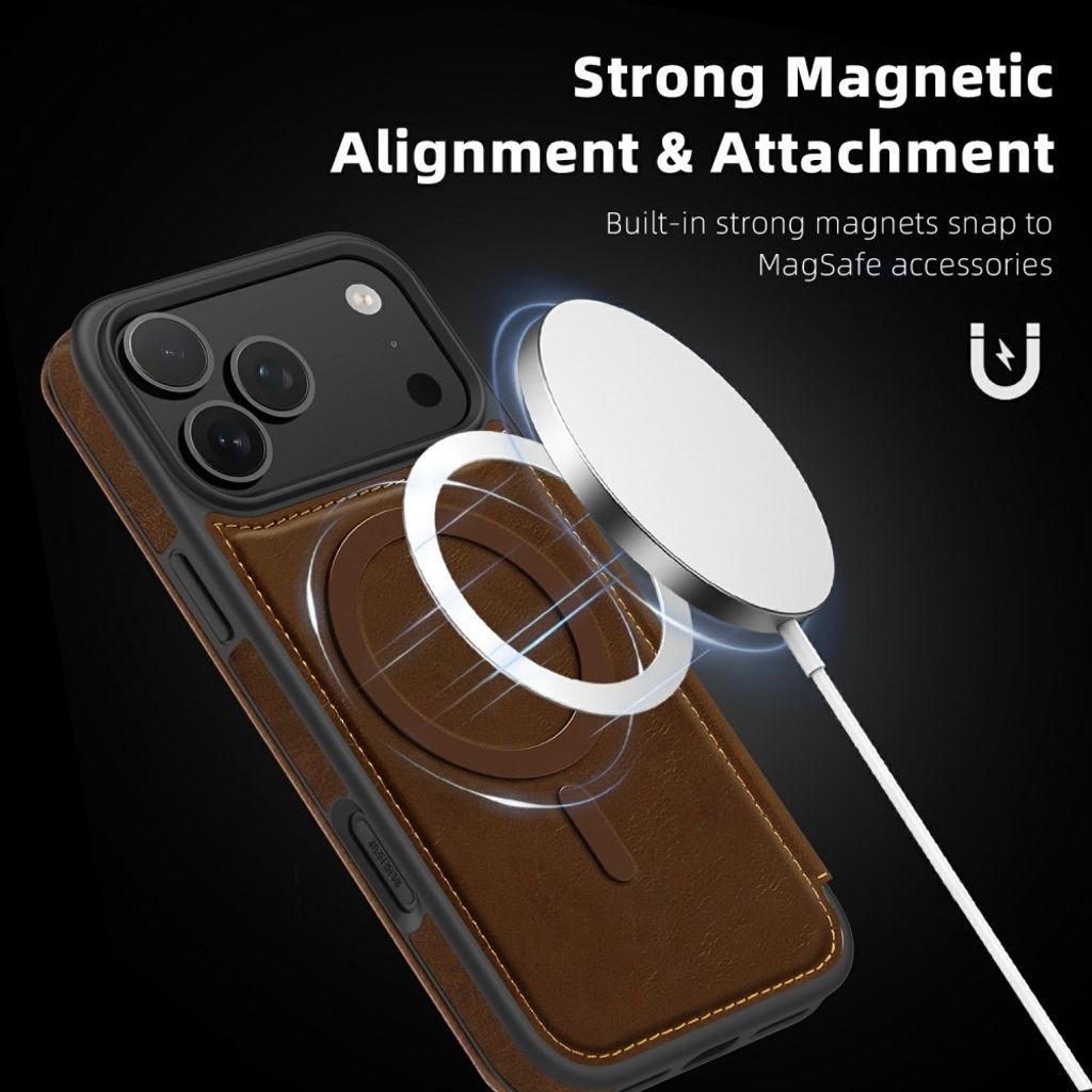 Mörkbrunt plånboksfodral med MagSafe till iPhone 18 Pro och 17 Pro, bild 4