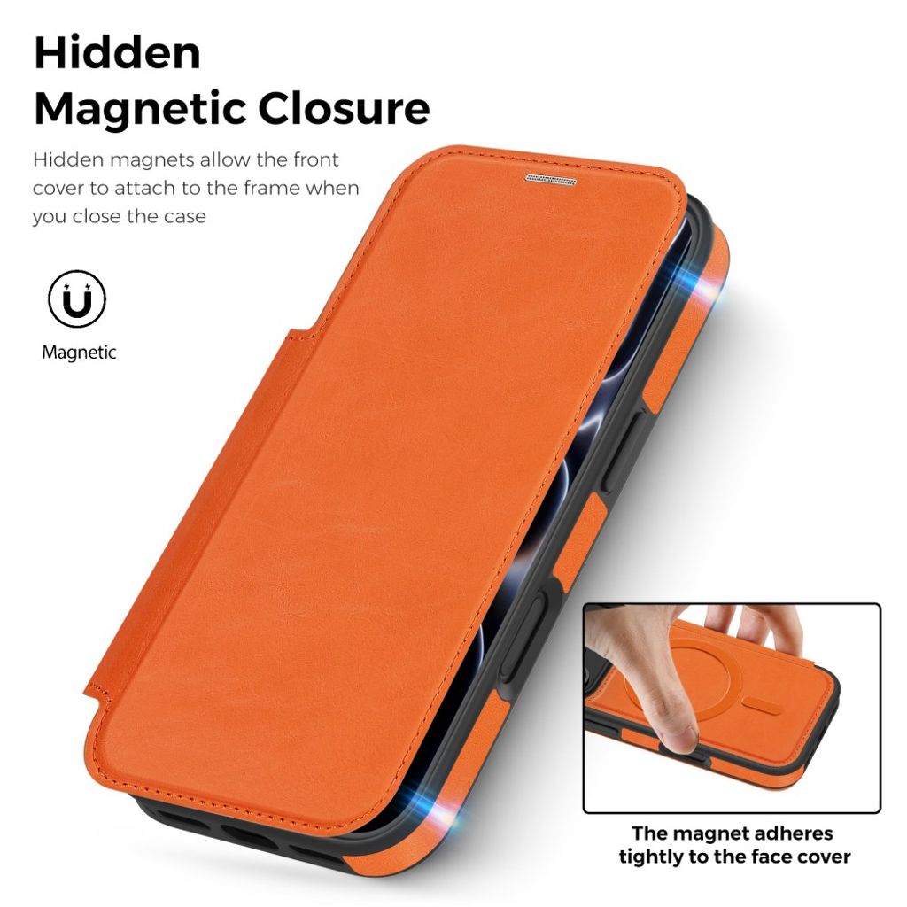 Orange plånboksfodral med MagSafe till iPhone 18 Pro och 17 Pro, bild 4