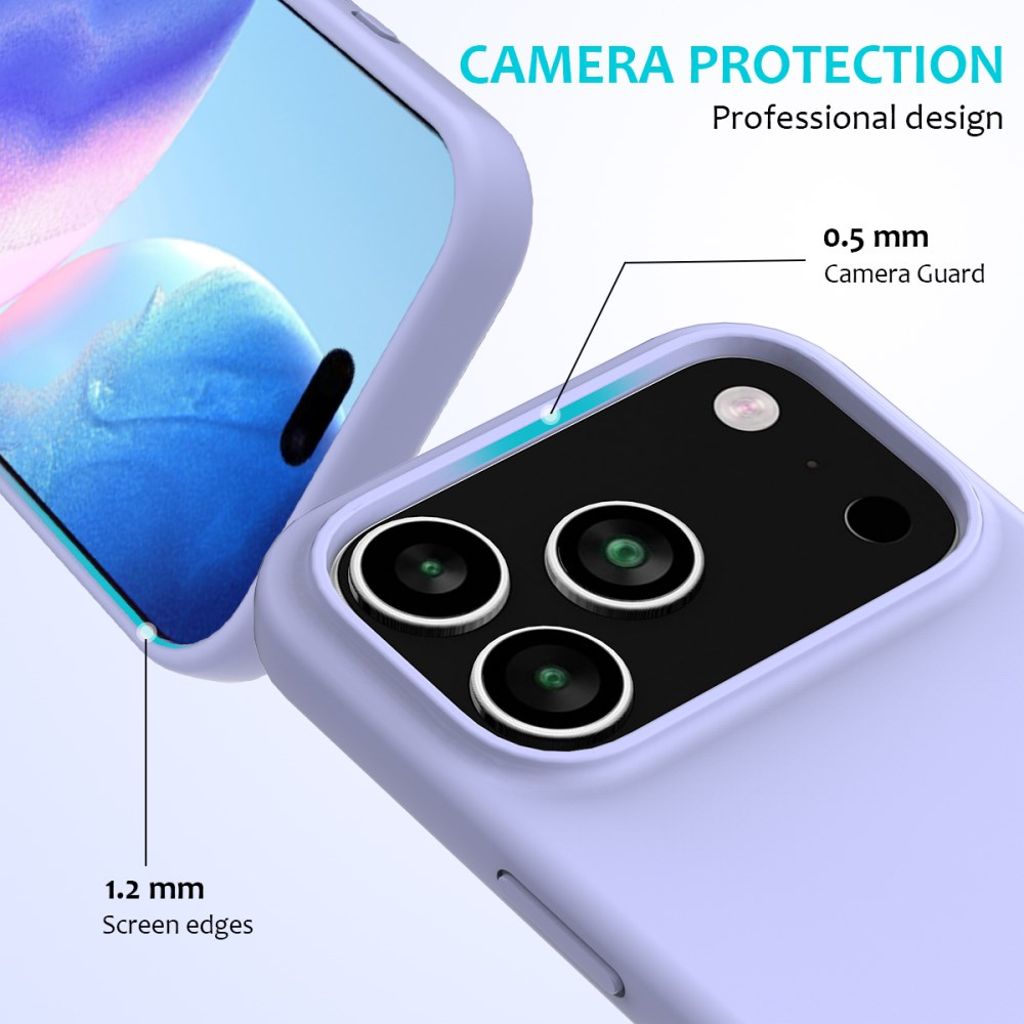Ljusblått silikonskal med mikrofiberfoder till iPhone 18 Pro och 17 Pro, bild 2