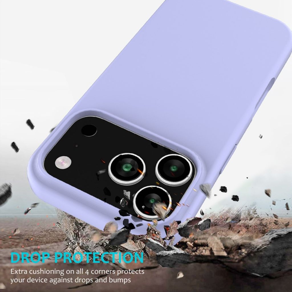 Ljusblått silikonskal med mikrofiberfoder till iPhone 18 Pro och 17 Pro, bild 3