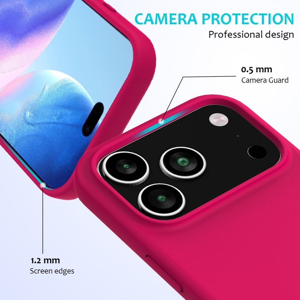 Cerise silikonskal med mikrofiberfoder till iPhone 18 Pro och 17 Pro, bild 2