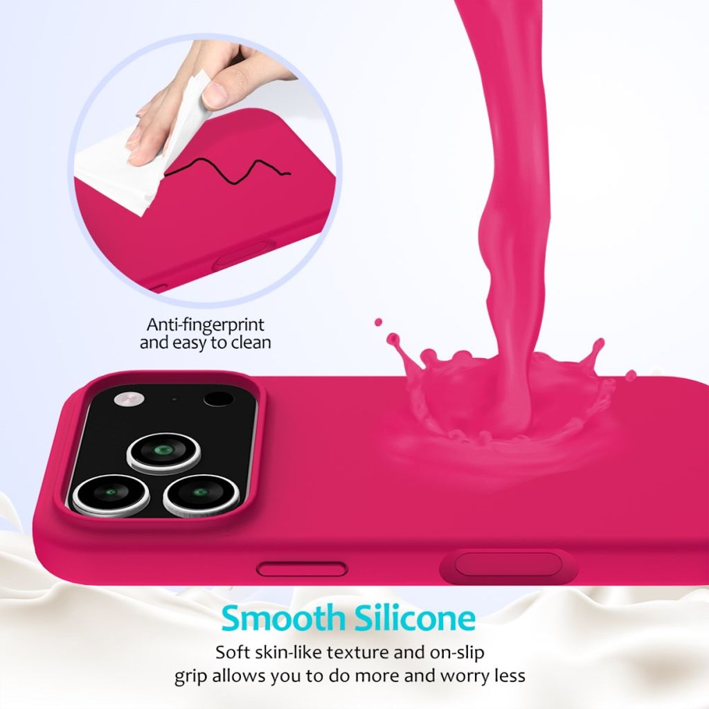 Cerise silikonskal med mikrofiberfoder till iPhone 18 Pro och 17 Pro, bild 4