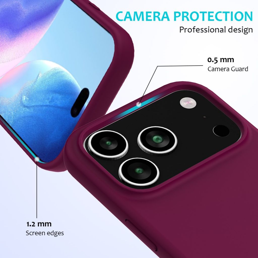 Vinrött silikonskal med mikrofiberfoder till iPhone 18 Pro och 17 Pro, bild 2