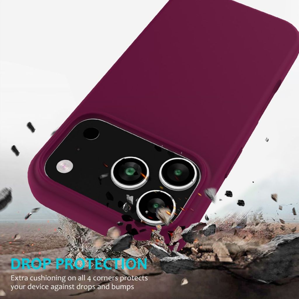 Vinrött silikonskal med mikrofiberfoder till iPhone 18 Pro och 17 Pro, bild 3