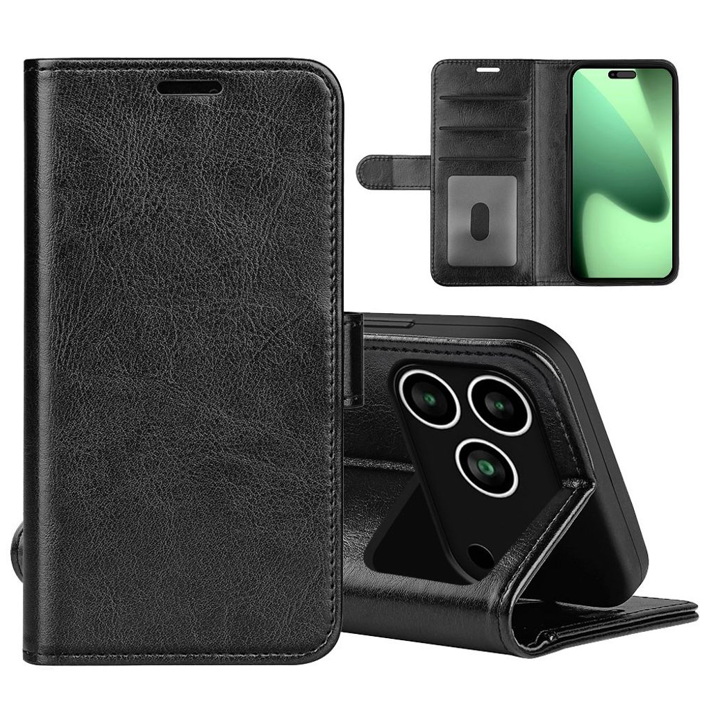 Svart plånboksfodral i PU-läder med justerbart stativ till iPhone 18 Pro/17 Pro, bild 2